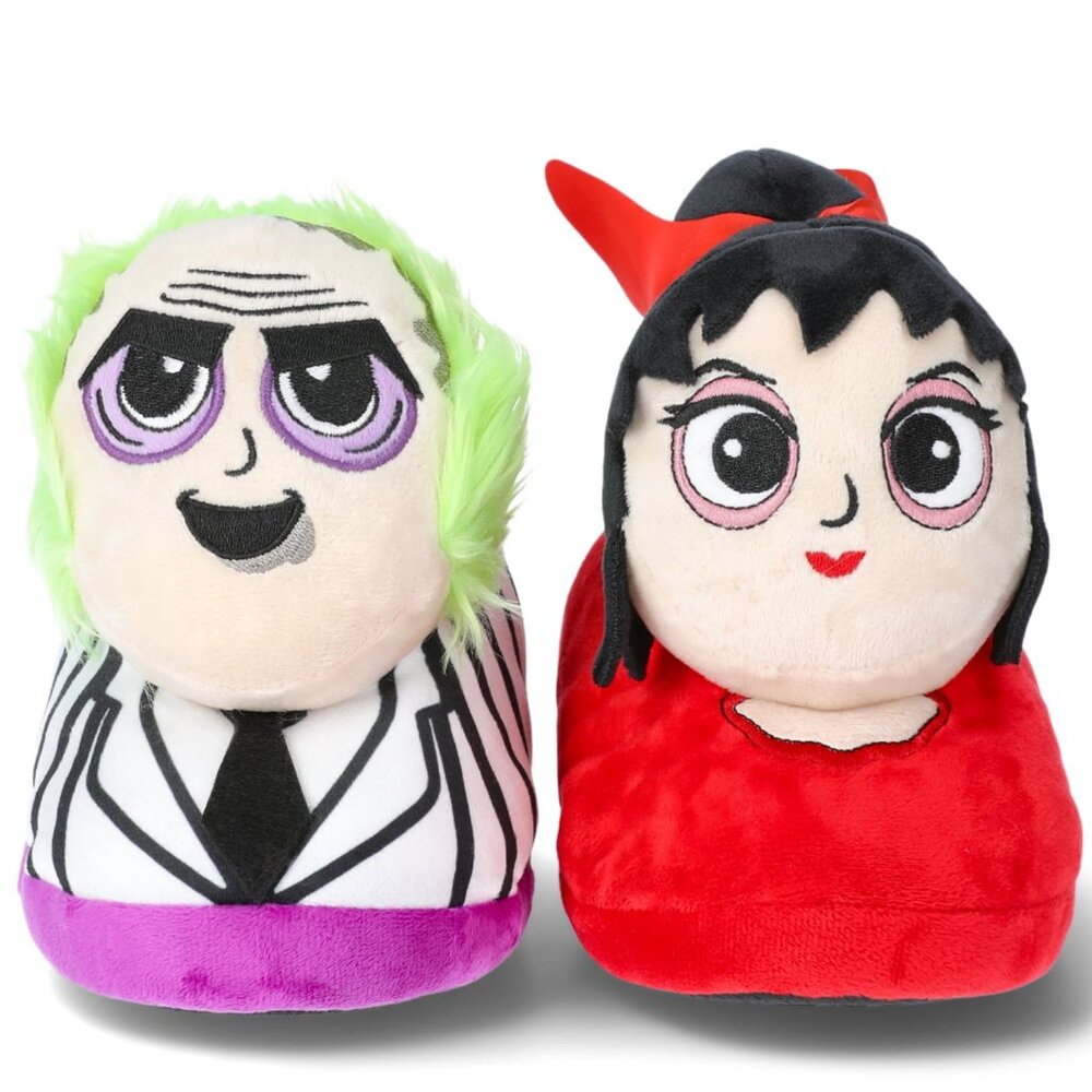 NWT Ground Up Beetlejuice Lydia Deetz Womens 3D Plush Slippers Shoes Size 7 8